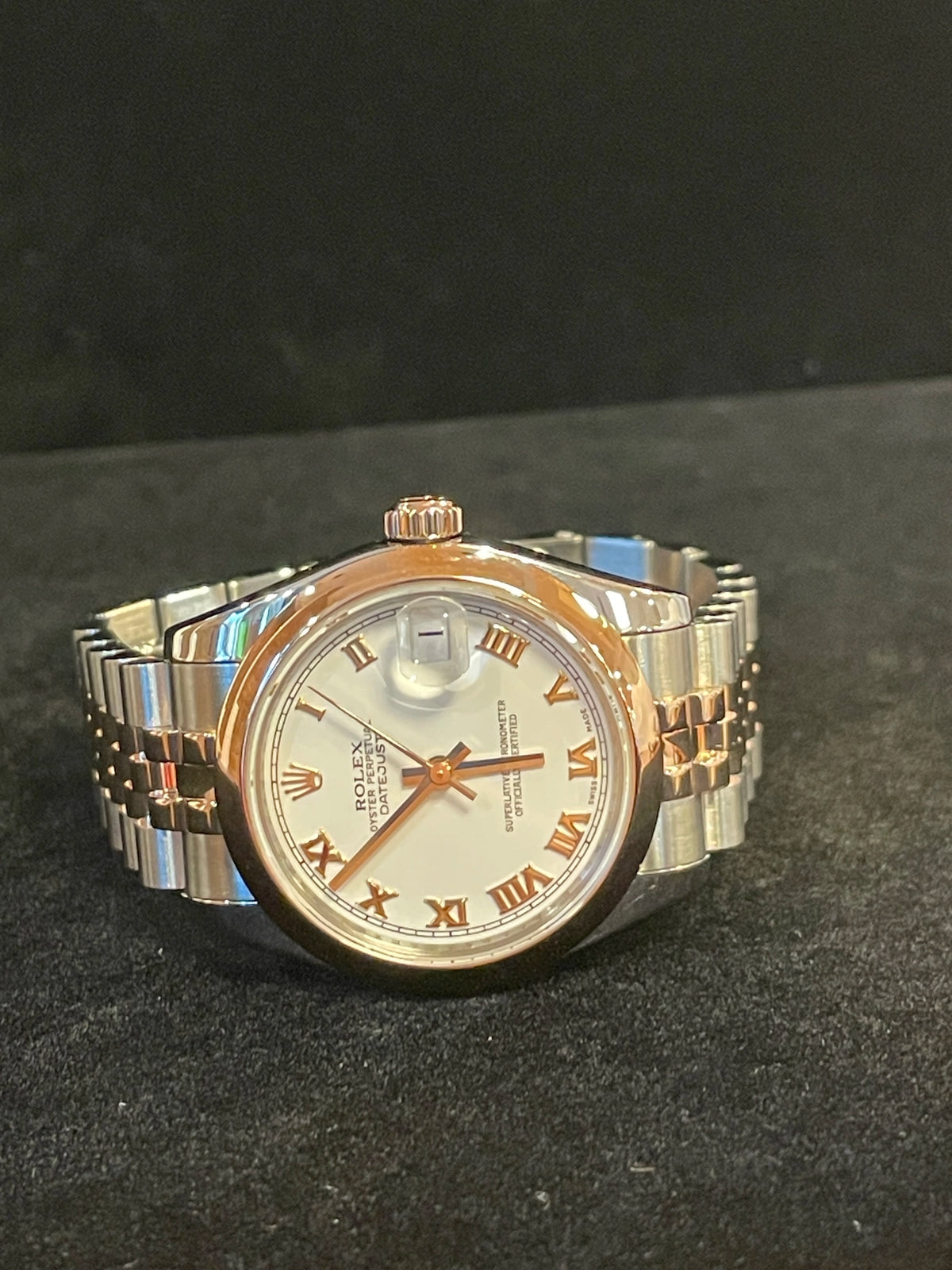 2008 Rolex Midsize Datejust 178241 White Roman Dial TT 18kt Jubilee Rose 31mm