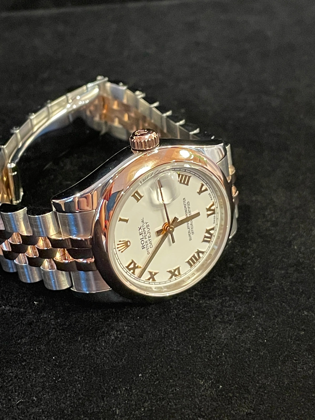 2008 Rolex Midsize Datejust 178241 White Roman Dial TT 18kt Jubilee Rose 31mm