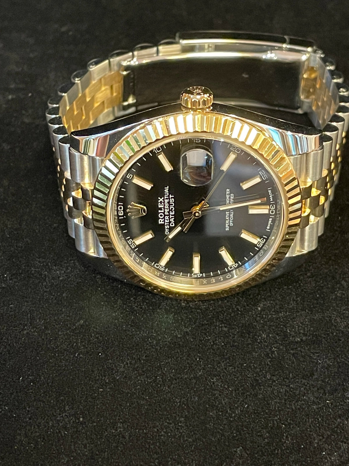 2016 Rolex Datejust 126333 Black Stick Dial TT 18kt Jubilee With Papers 41mm
