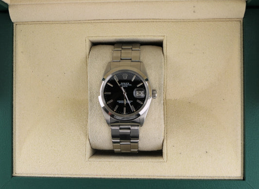1971 Rolex Date 1500 Black Dial SS Oyster Rivet No Papers 34mm