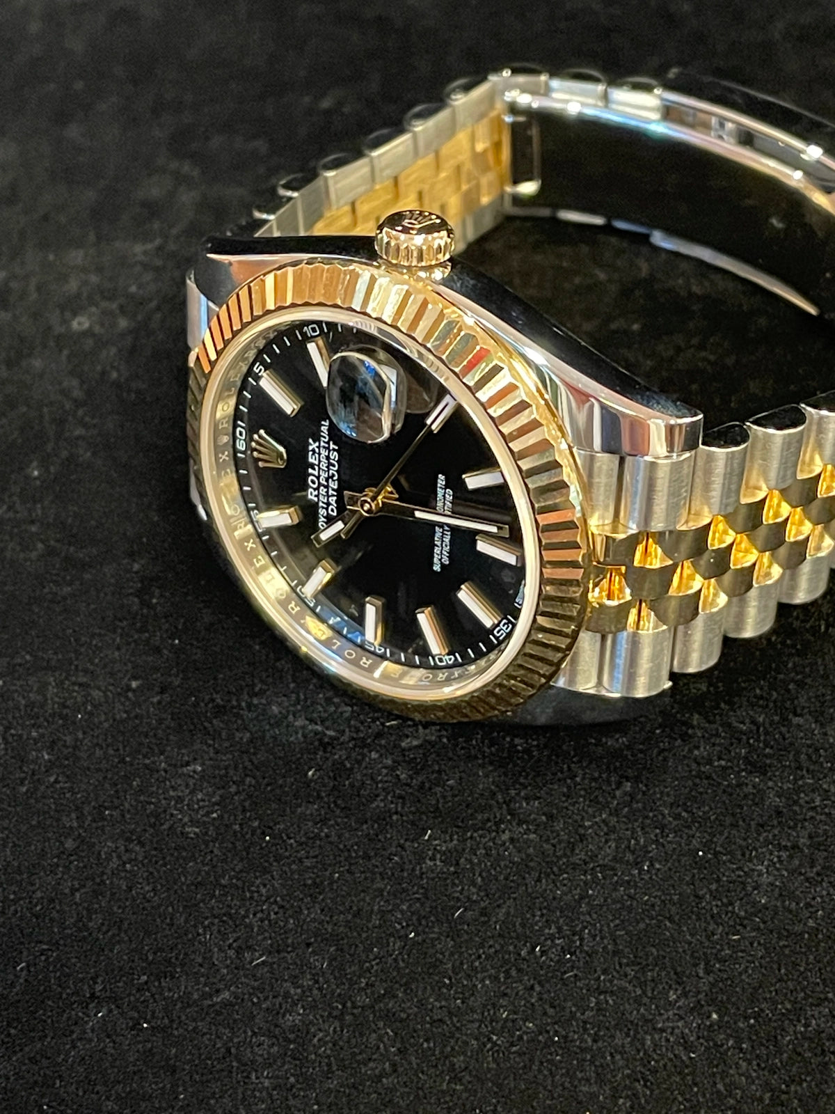 2016 Rolex Datejust 126333 Black Stick Dial TT 18kt Jubilee With Papers 41mm