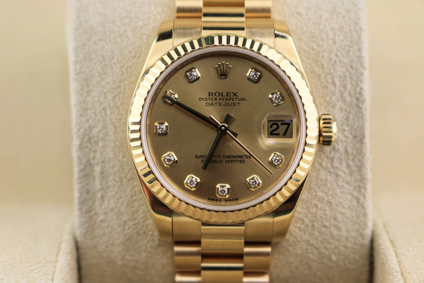 2016 Rolex Datejust 178278 Champagne Diamond Dial 18kt President No Papers 31mm