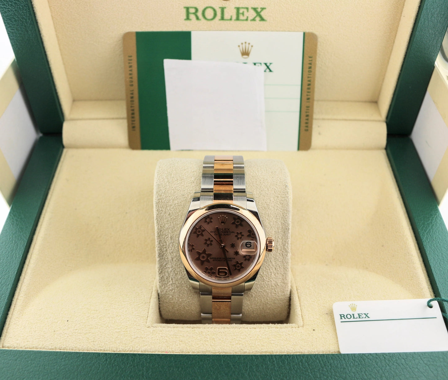 2018 Rolex Datejust 178241 Pink Floral Dial TT Rose Oyster With Papers 31mm