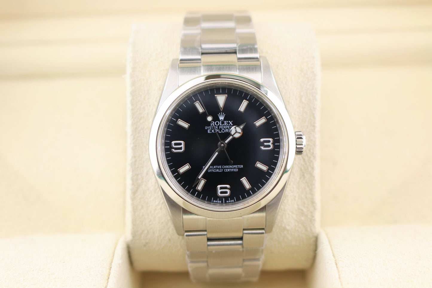 2008 Rolex Explorer 114270 Engraved Rehault Black Dial SS Oyster No Papers 36mm