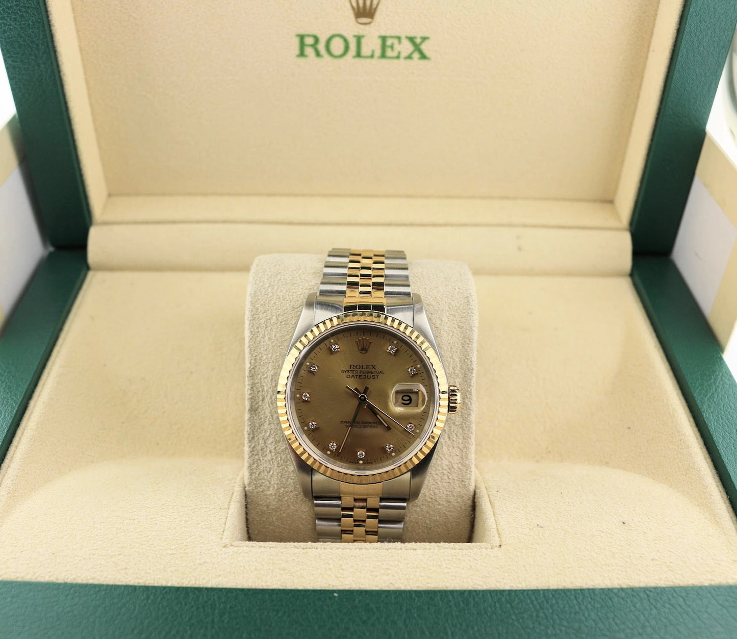 1991 Rolex Datejust 16233 Champagne Diamond Dial TT 18kt Jubilee No Papers 36mm