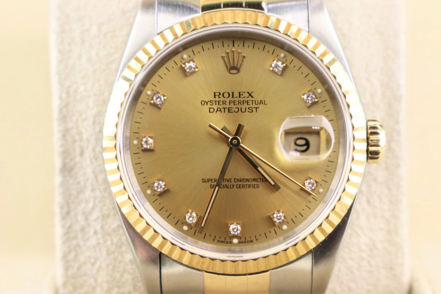 1991 Rolex Datejust 16233 Champagne Diamond Dial TT 18kt Jubilee No Papers 36mm