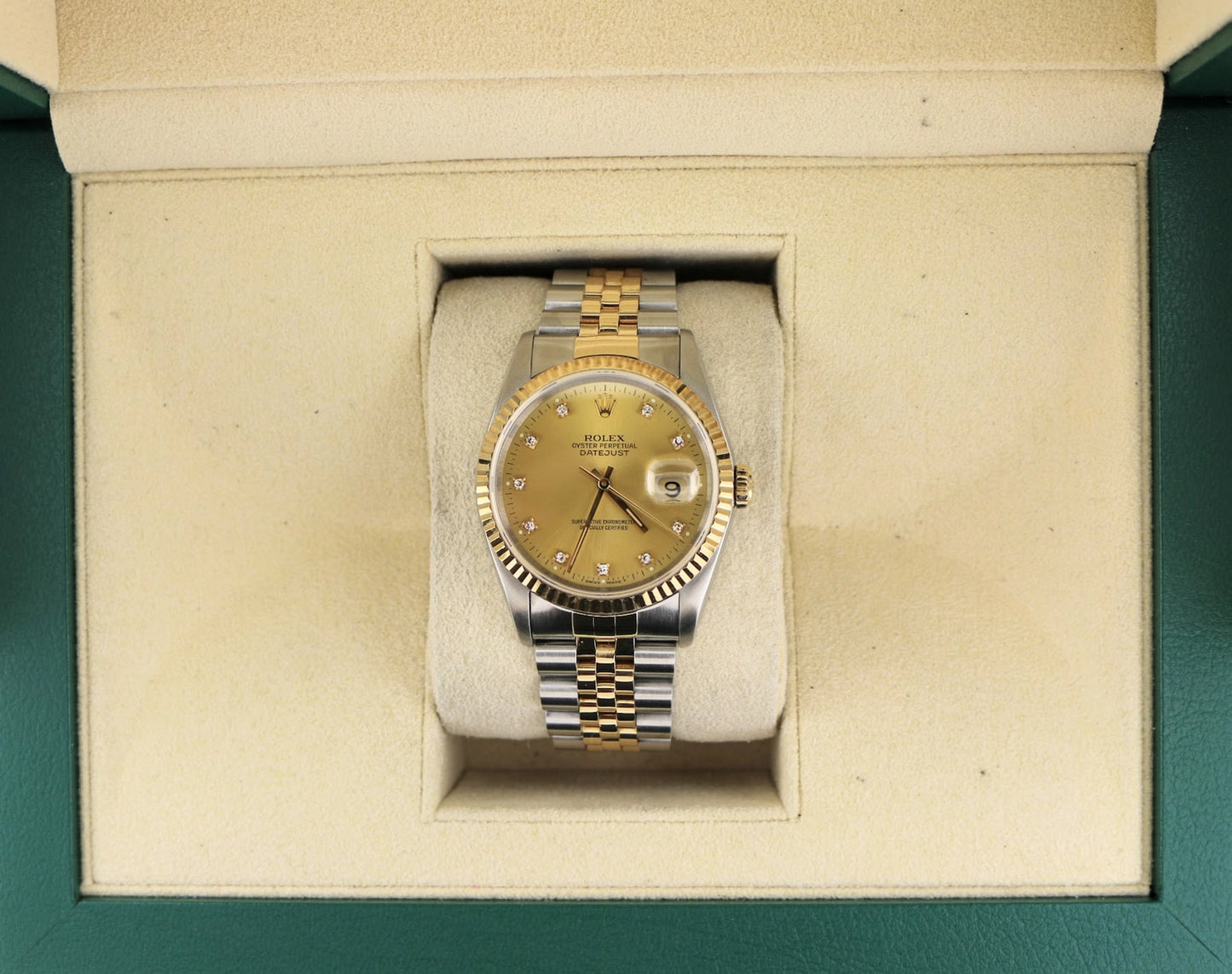1991 Rolex Datejust 16233 Champagne Diamond Dial TT 18kt Jubilee No Papers 36mm