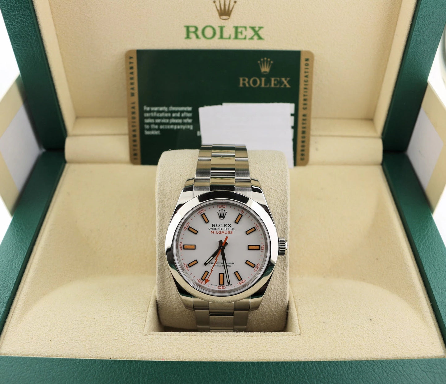 2008 Rolex Milgauss 116400 White Dial SS Oyster With Papers 40mm