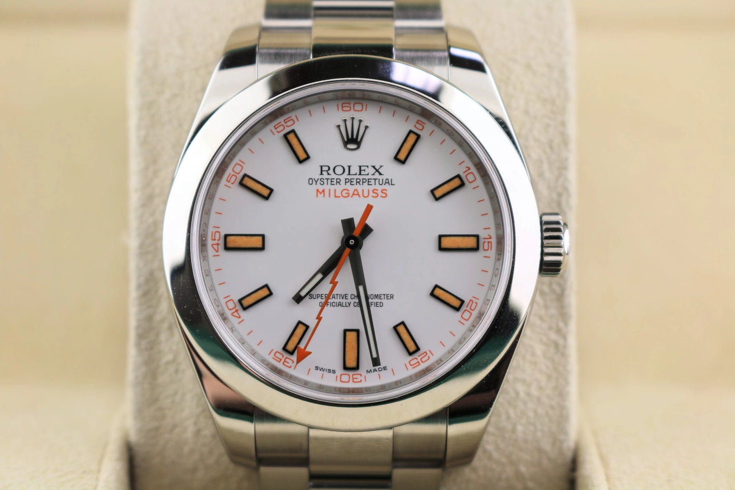 2008 Rolex Milgauss 116400 White Dial SS Oyster With Papers 40mm