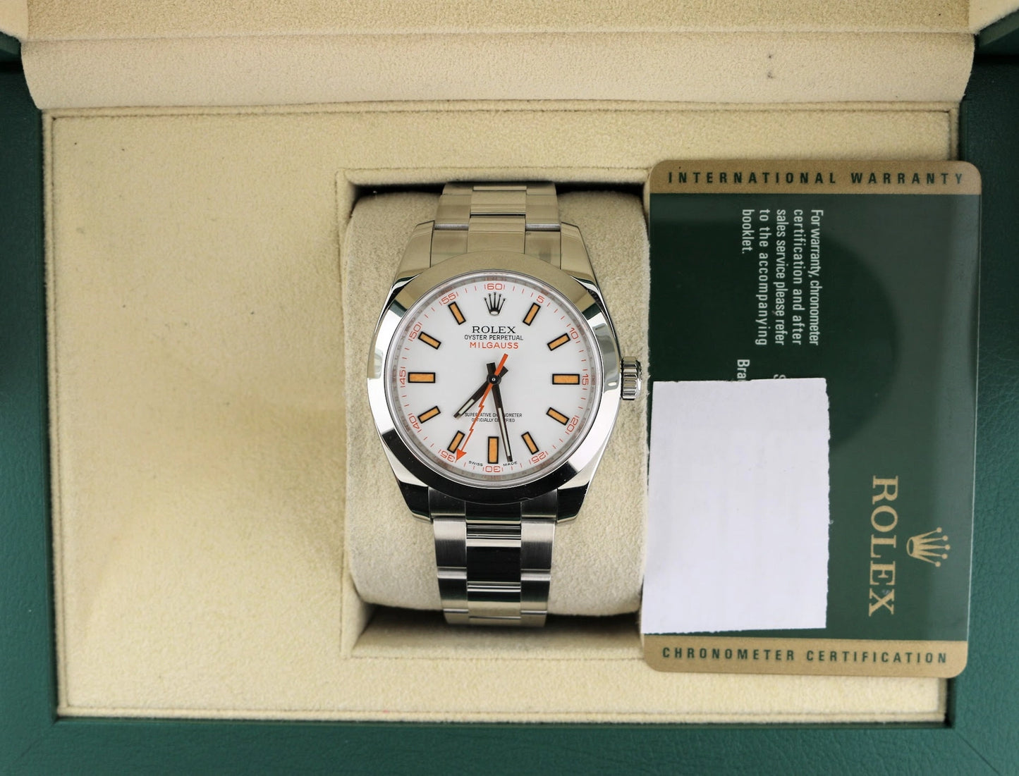 2008 Rolex Milgauss 116400 White Dial SS Oyster With Papers 40mm