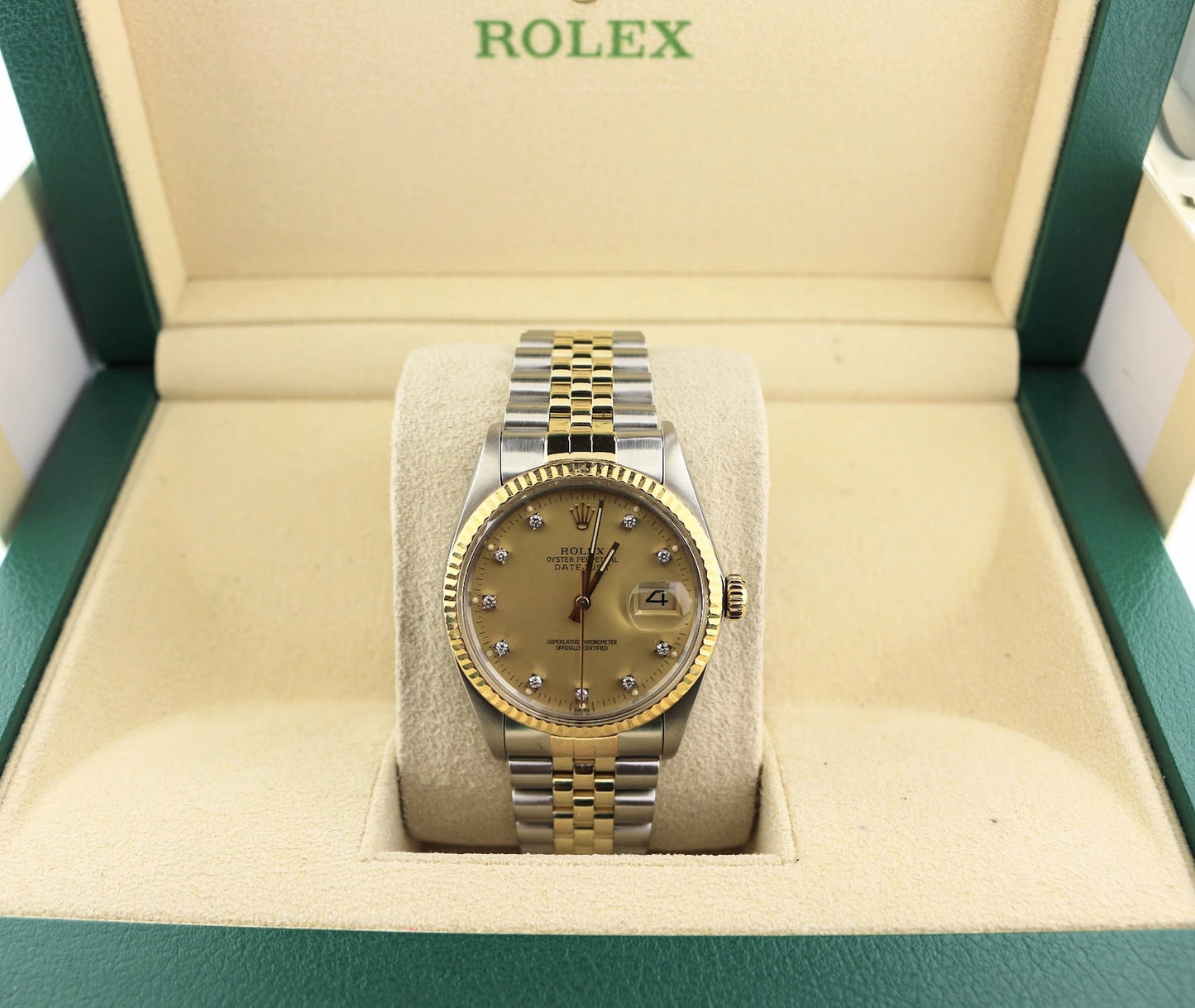 1984 Rolex Datejust 16013 Champagne Diamond Dial TT 18kt Jubilee No Papers 36mm