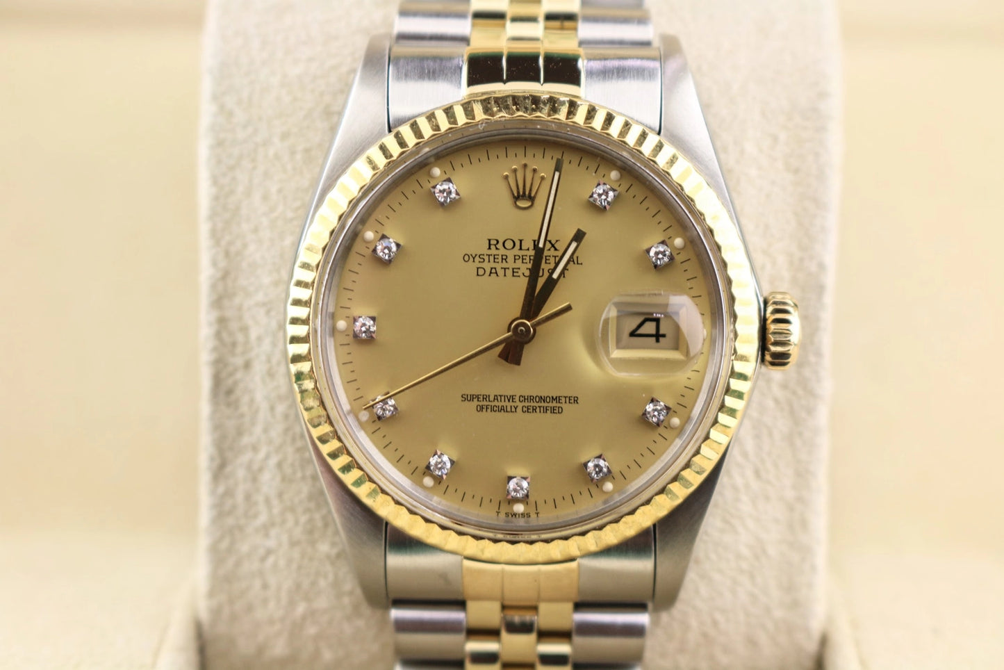 1984 Rolex Datejust 16013 Champagne Diamond Dial TT 18kt Jubilee No Papers 36mm