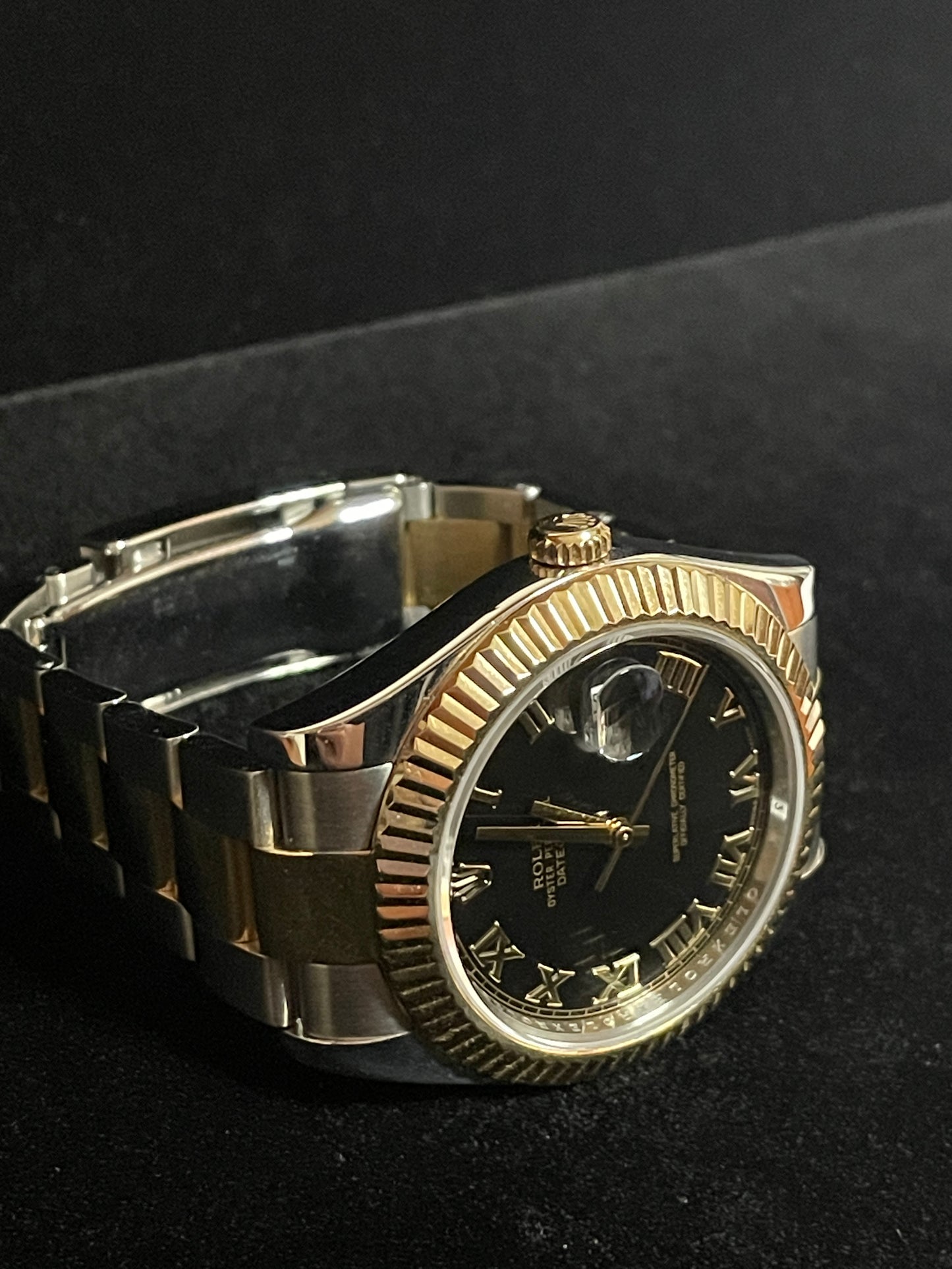 OHA 2011 Rolex Datejust 116333 Black Roman Dial TT 18kt Oyster With Papers 41mm