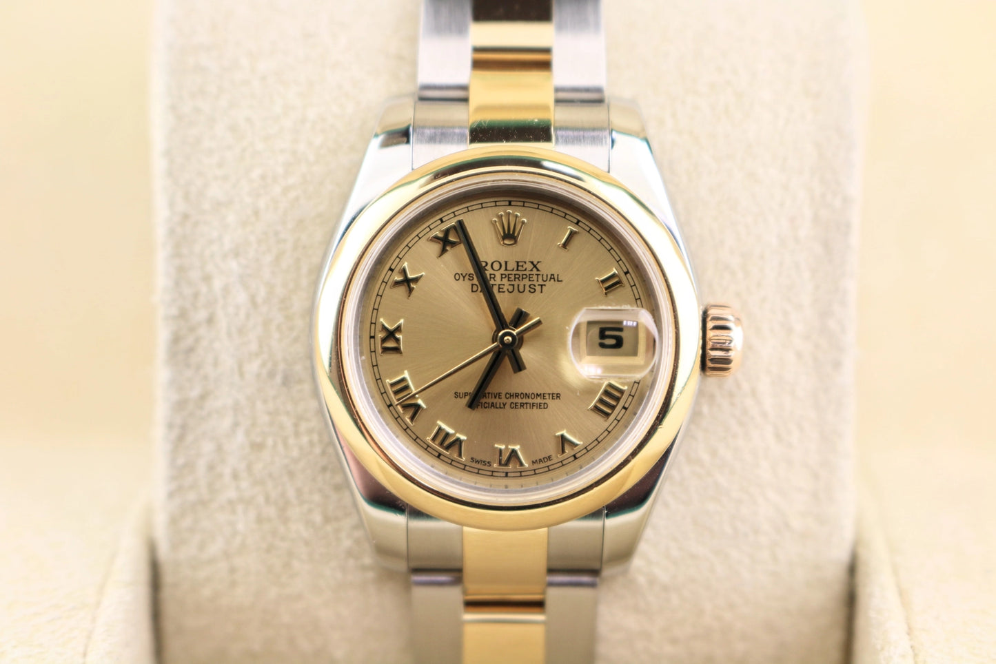 2006 Rolex Ladies Datejust 179163 Champagne Roman Dial TT Oyster No Papers 26mm