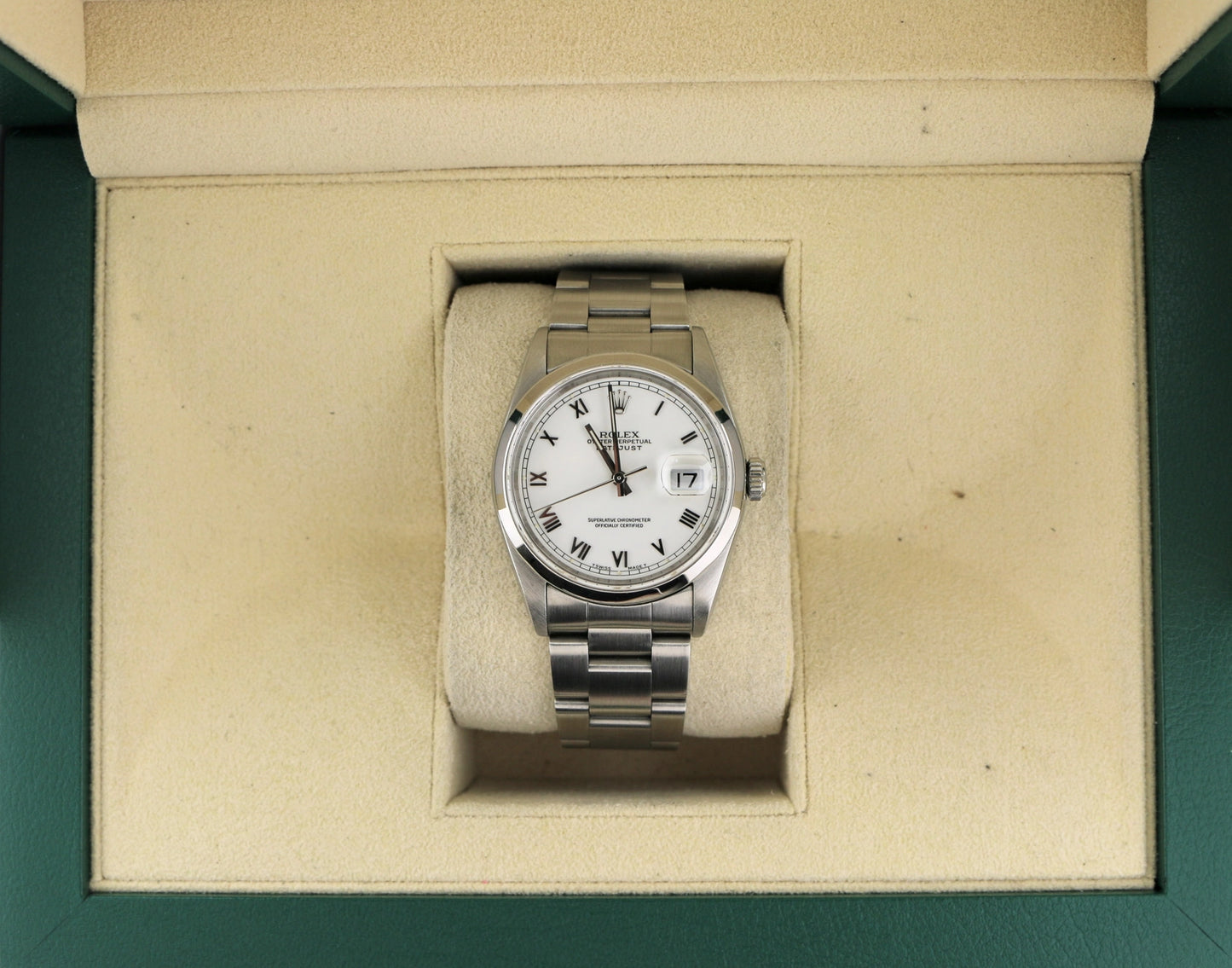 1993 Rolex Datejust 16200 White Roman Dial SS Oyster No Papers 36mm