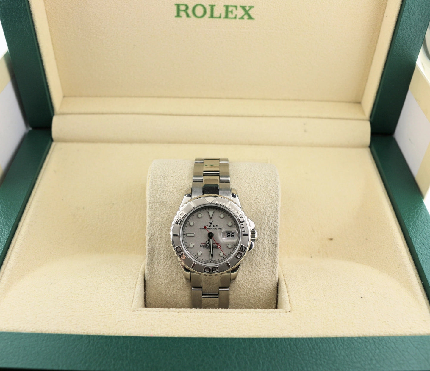 2000 Rolex Ladies Yacht-Master 169622 Platinum Dial SS Oyster No Papers 29mm