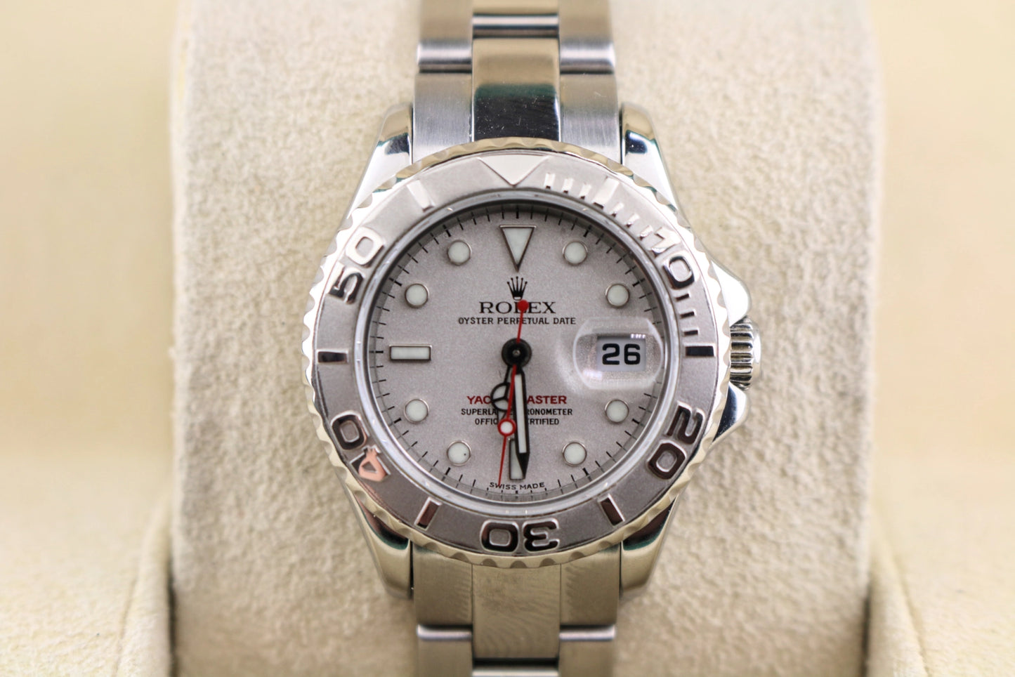 2000 Rolex Ladies Yacht-Master 169622 Platinum Dial SS Oyster No Papers 29mm