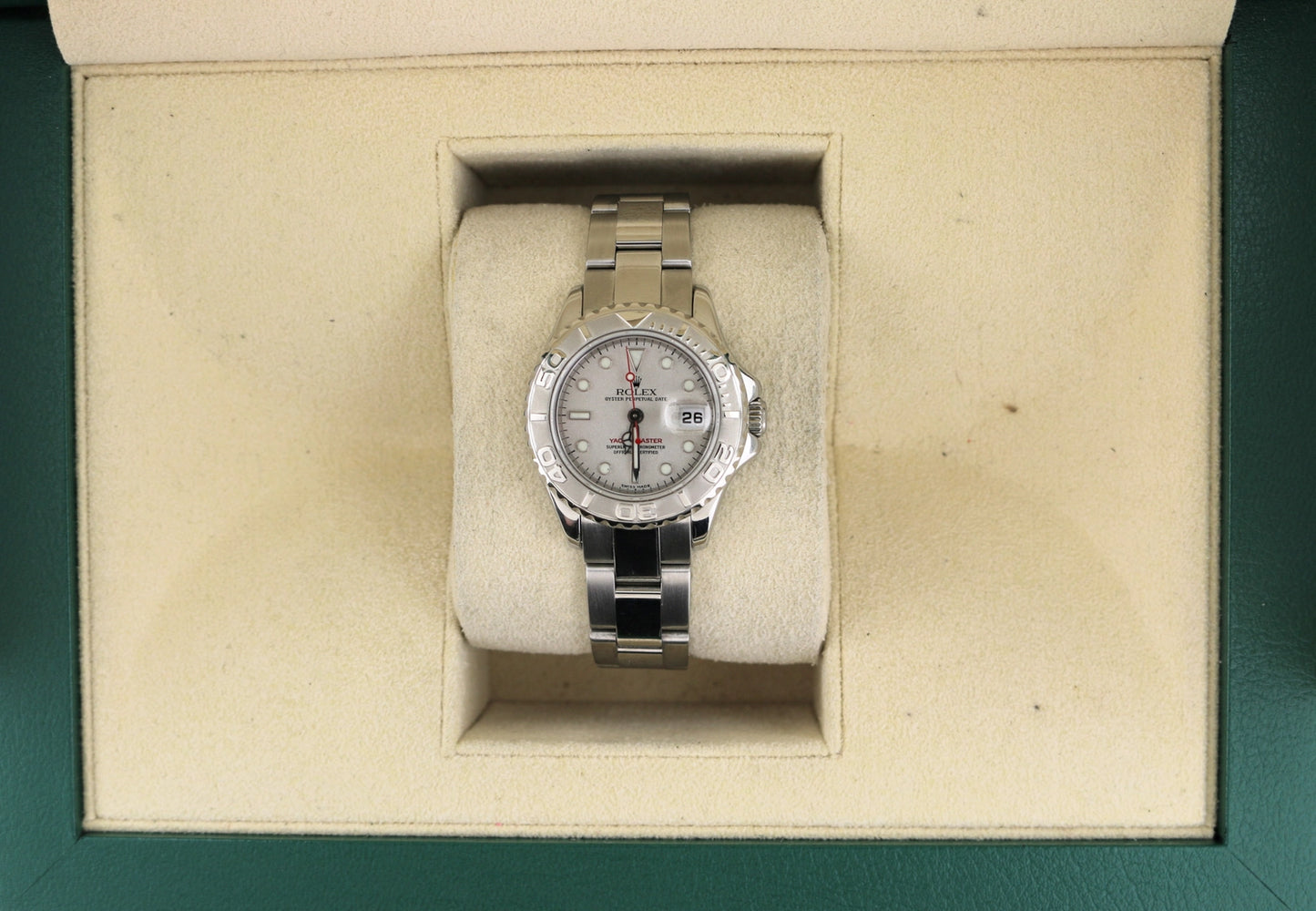 2000 Rolex Ladies Yacht-Master 169622 Platinum Dial SS Oyster No Papers 29mm