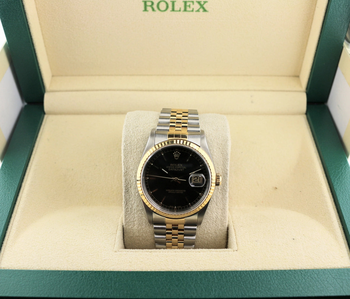 2000 Rolex Datejust 16233 Black Dial TT 18kt Jubilee No Papers 36mm