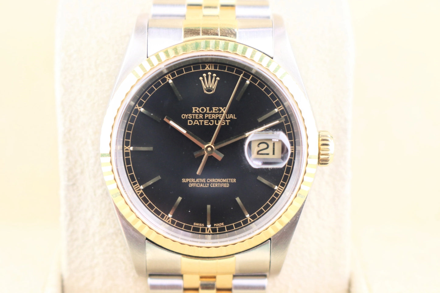 2000 Rolex Datejust 16233 Black Dial TT 18kt Jubilee No Papers 36mm