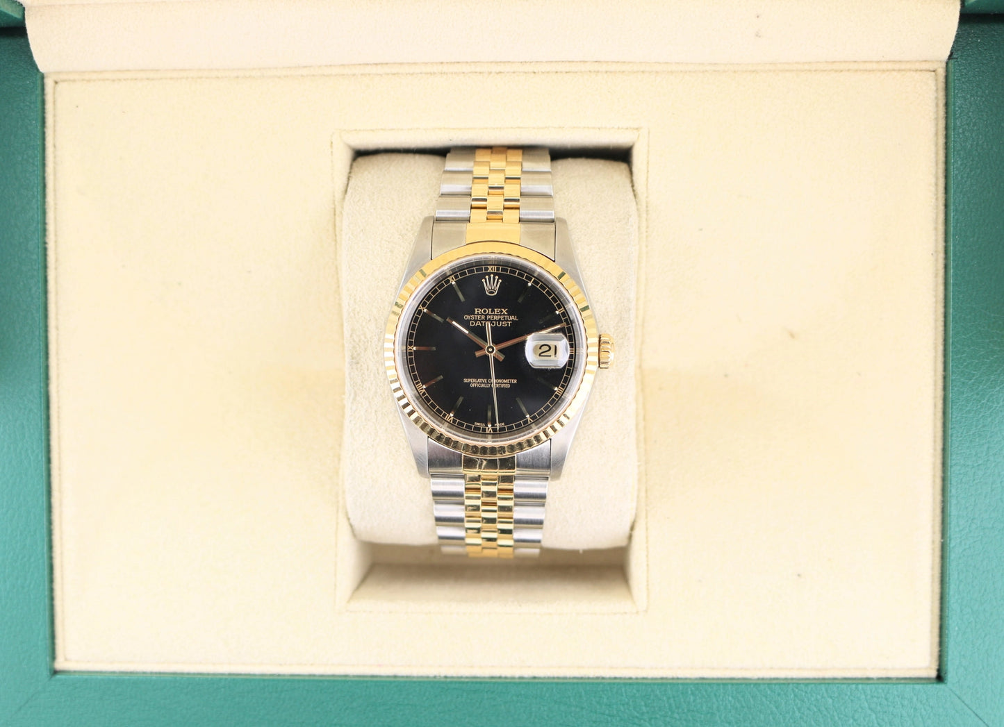 2000 Rolex Datejust 16233 Black Dial TT 18kt Jubilee No Papers 36mm