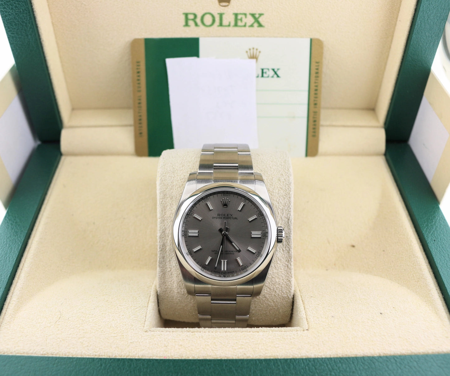 2015 Rolex Oyster Perpetual 116000 Silver Dial SS Oyster With Papers 36mm