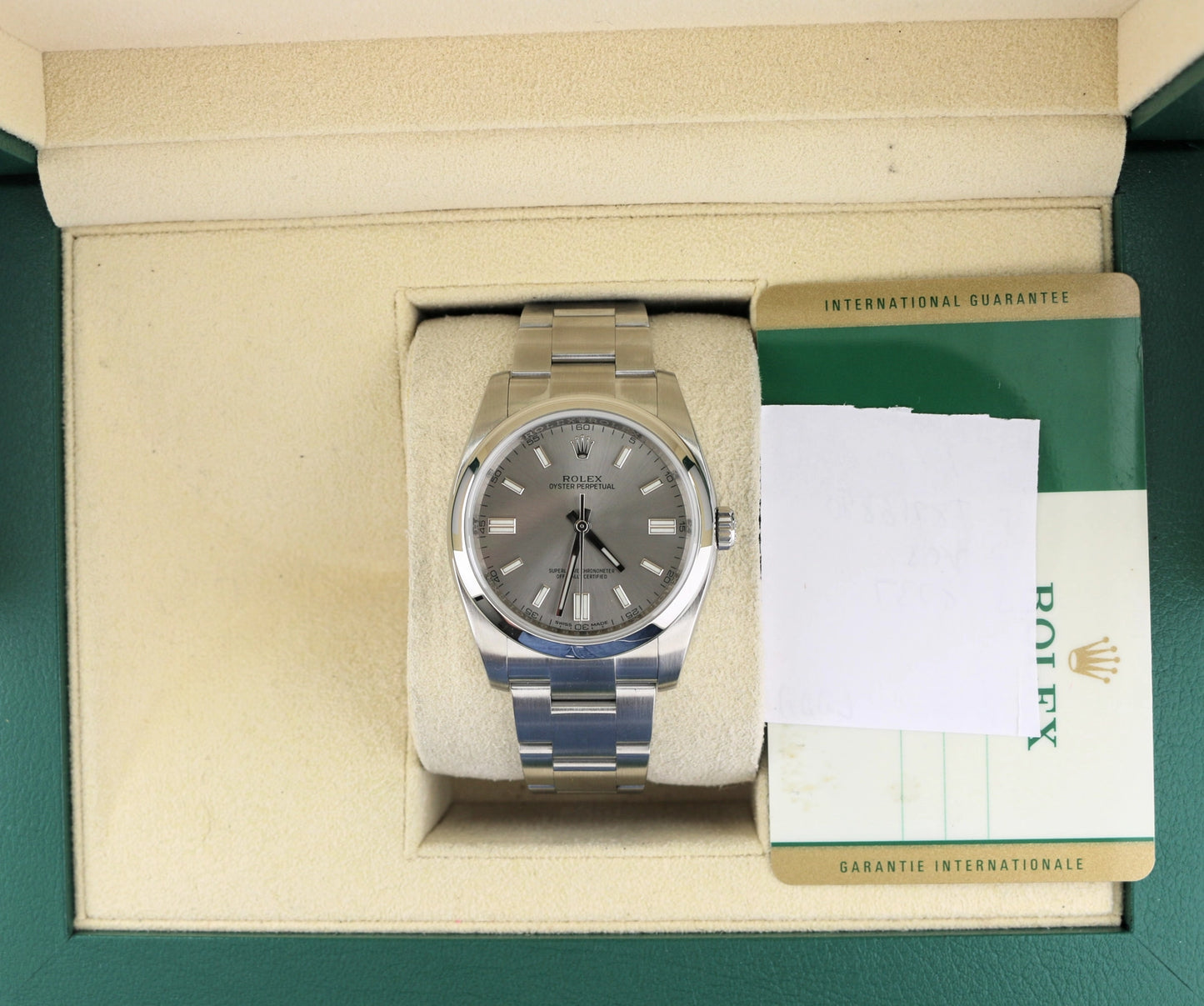 2015 Rolex Oyster Perpetual 116000 Silver Dial SS Oyster With Papers 36mm