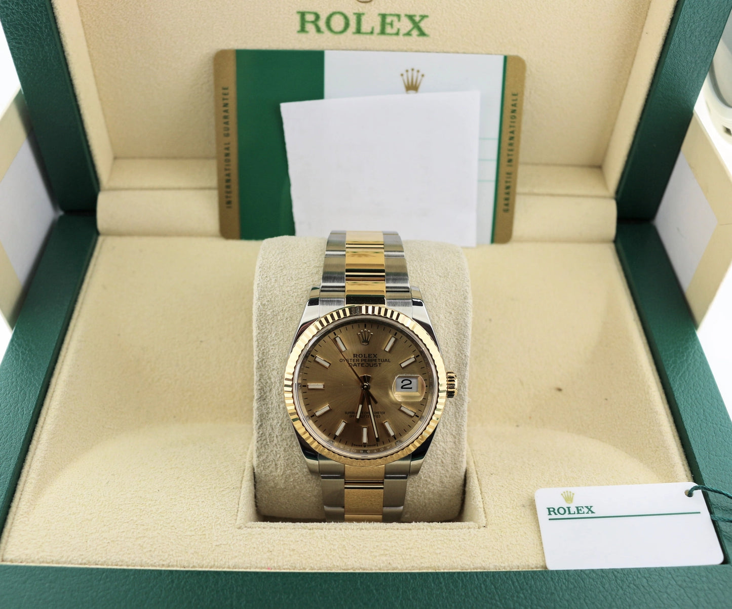 2018 Rolex Datejust 126233 Champagne Stick Dial TT Oyster With Papers 36mm