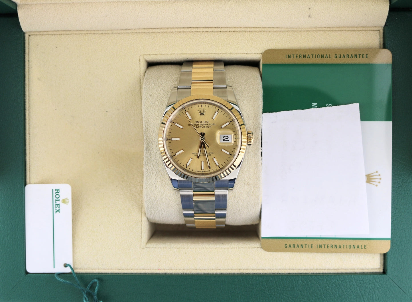 2018 Rolex Datejust 126233 Champagne Stick Dial TT Oyster With Papers 36mm