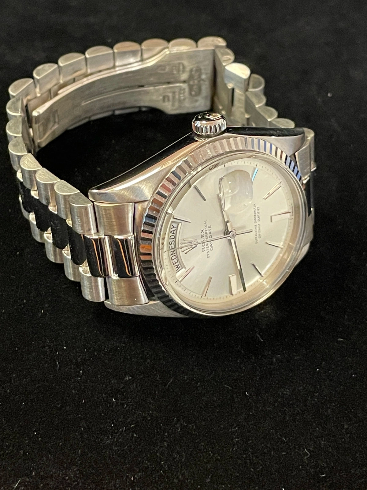 1967 Rolex Day-Date 1803 Silver Doorstop Dial White Gold President No Paper 36mm