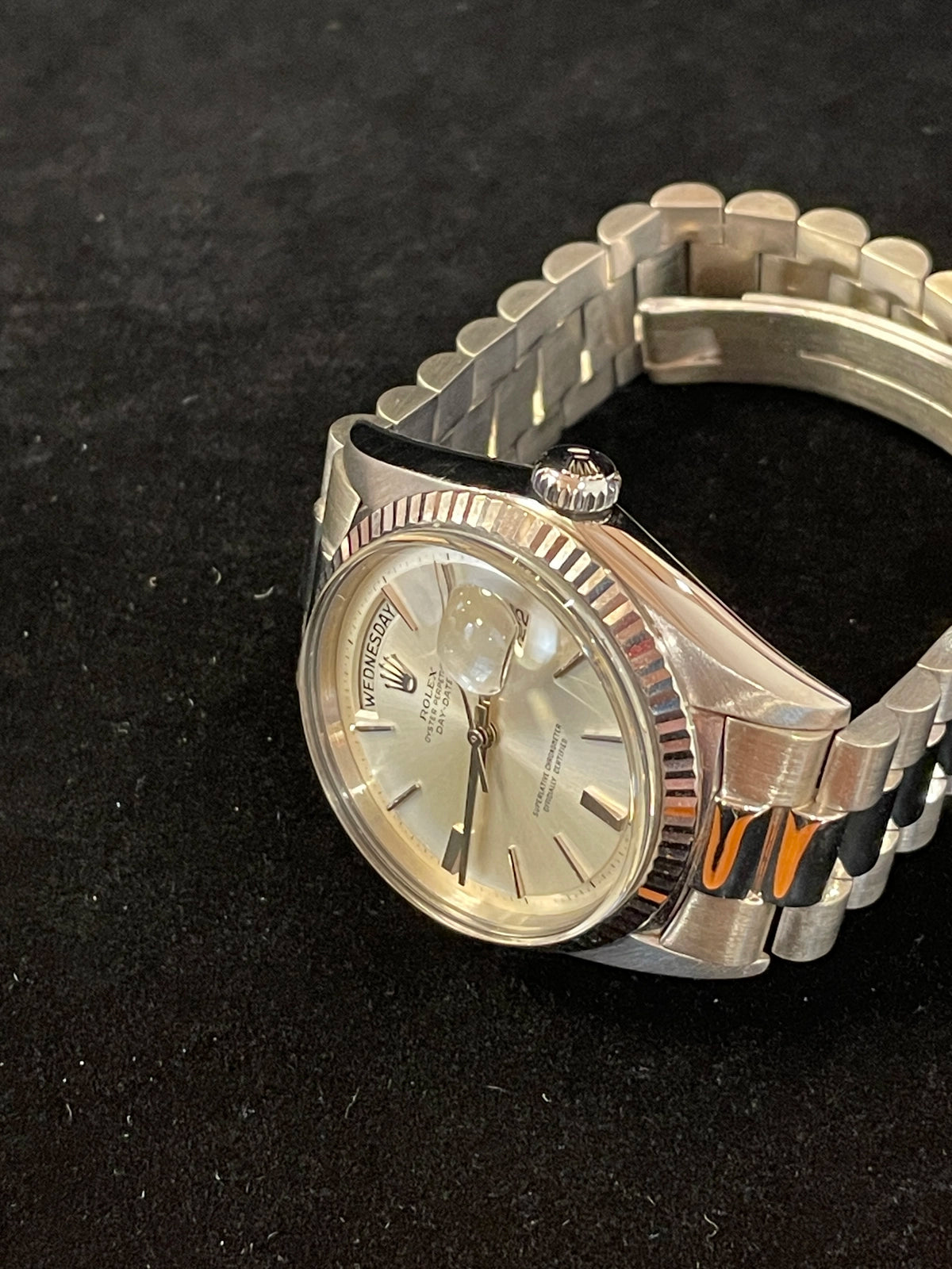 1967 Rolex Day-Date 1803 Silver Doorstop Dial White Gold President No Paper 36mm