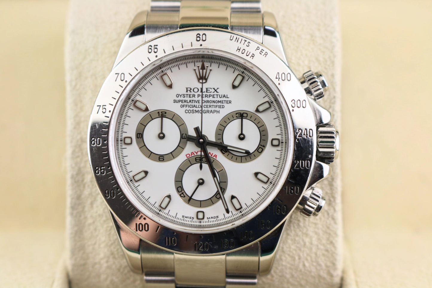 2001 Rolex Daytona 116520 White Dial SS Oyster With Papers 40mm