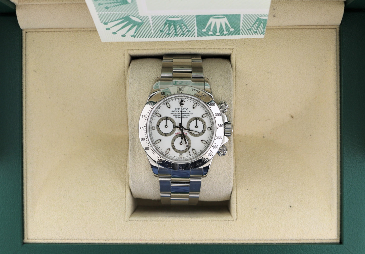 2001 Rolex Daytona 116520 White Dial SS Oyster With Papers 40mm