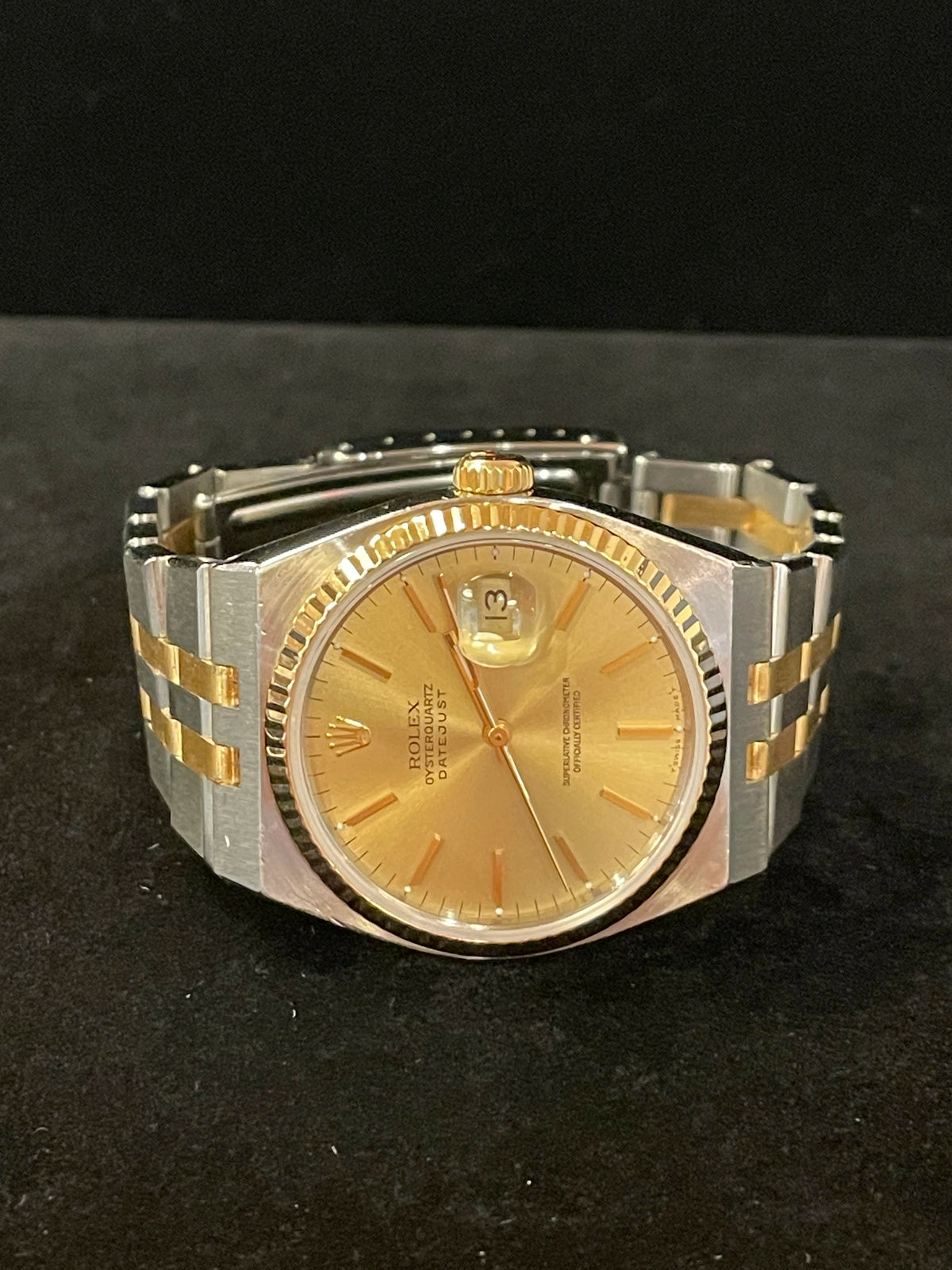 1991 Rolex Datejust Oysterquartz 17013 Champagne Dial TT 18kt No Papers 36mm