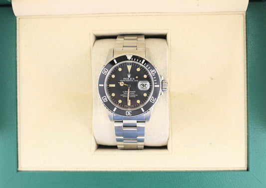1982 Rolex Submariner 16800 Black Matte Patina Dial SS Oyster No Papers 40mm
