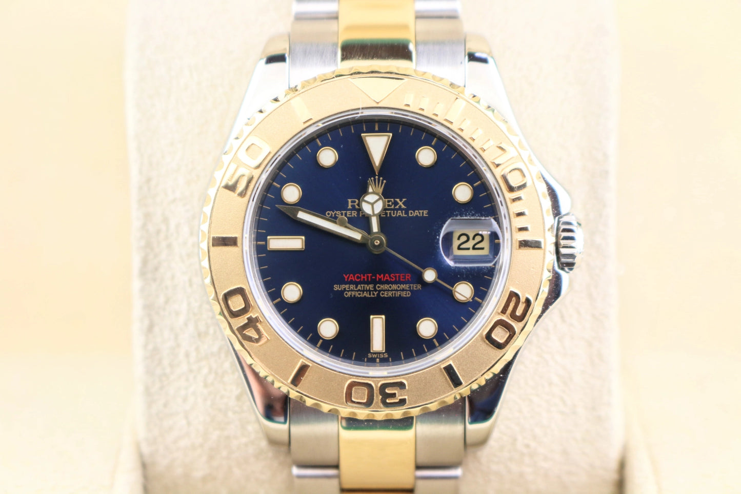 2000 Rolex Yacht-Master Midsize 168623 Blue Dial TT Oyster No Papers 35mm