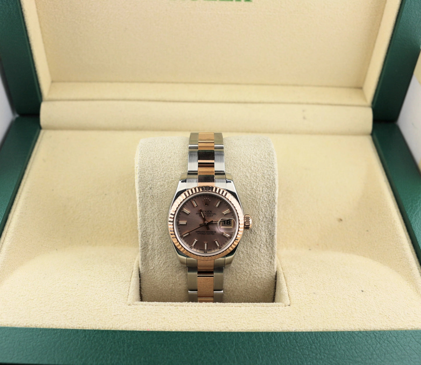 2009 Rolex Ladies Datejust 179171 Pink Stick Dial TT Rose Oyster No Papers 26mm