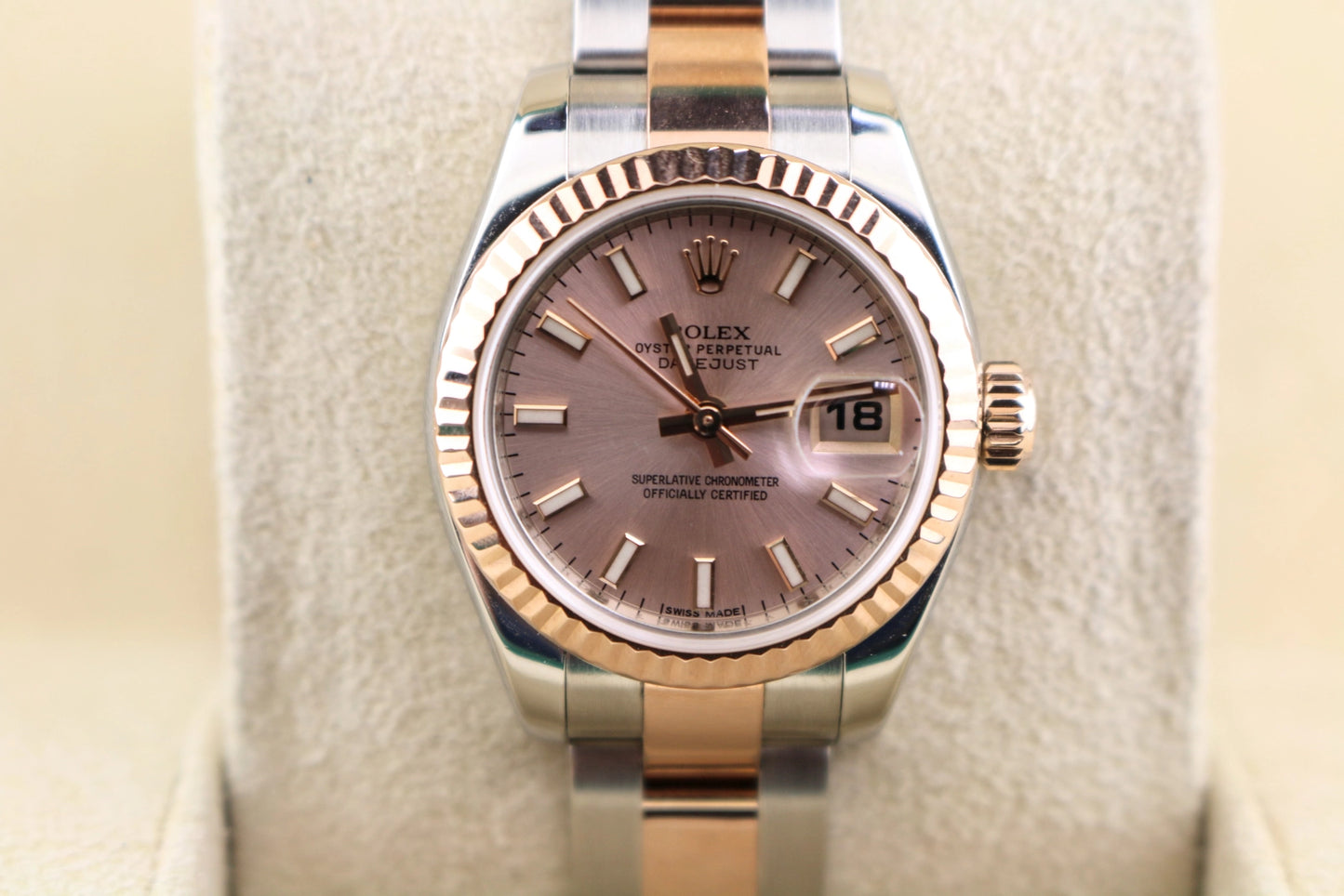 2009 Rolex Ladies Datejust 179171 Pink Stick Dial TT Rose Oyster No Papers 26mm