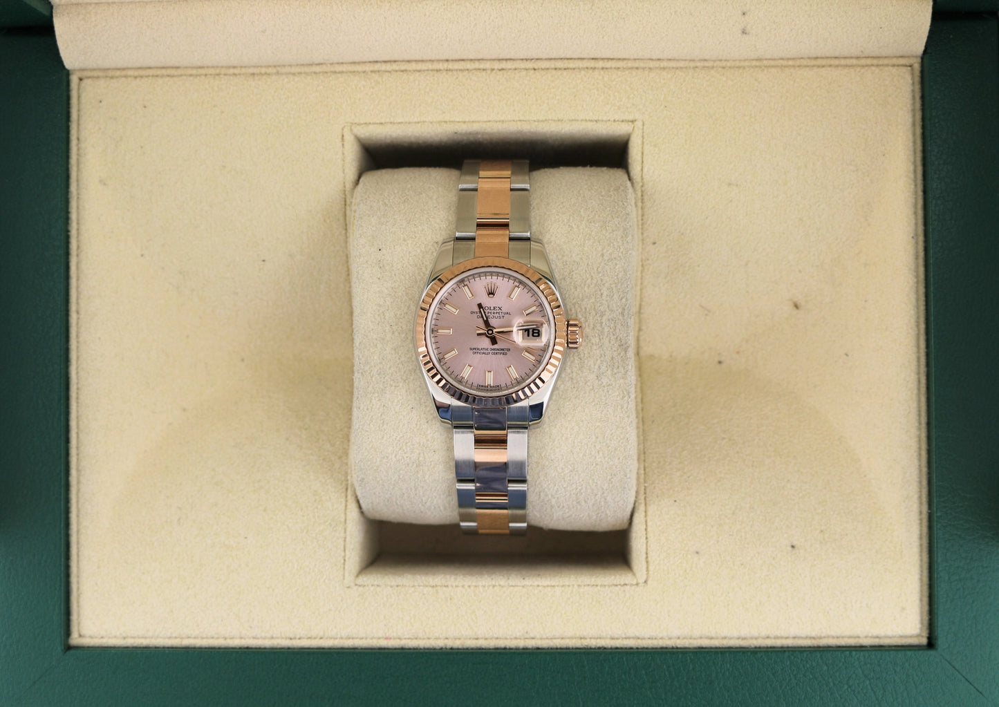 2009 Rolex Ladies Datejust 179171 Pink Stick Dial TT Rose Oyster No Papers 26mm