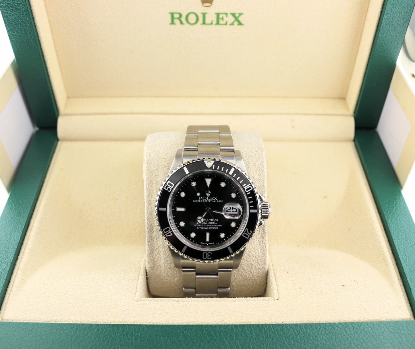 2004 Rolex Submariner Date 16610 Black Dial SS Oyster No Holes 40mm