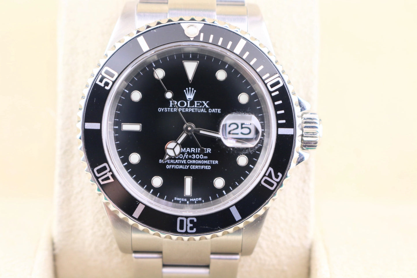 2004 Rolex Submariner Date 16610 Black Dial SS Oyster No Holes 40mm