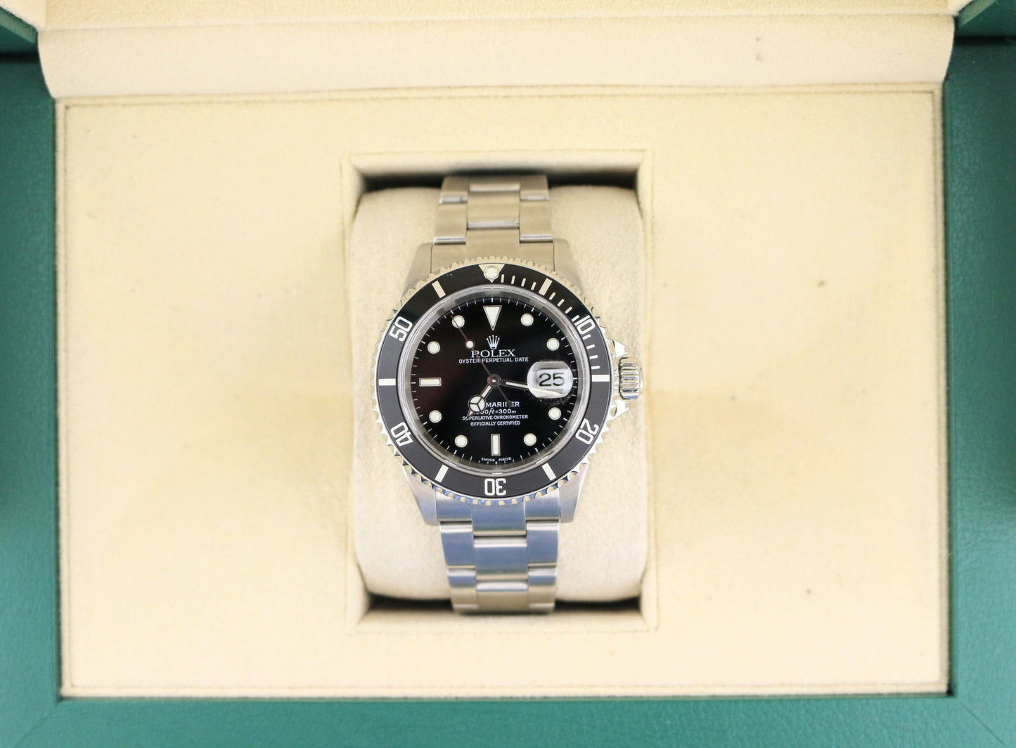 2004 Rolex Submariner Date 16610 Black Dial SS Oyster No Holes 40mm