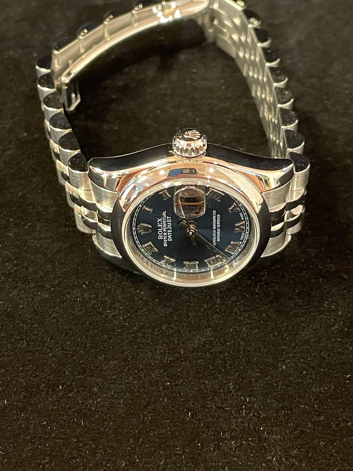 2007 Rolex Ladies Datejust 179160 Blue Roman Dial SS Jubilee No Papers 26mm