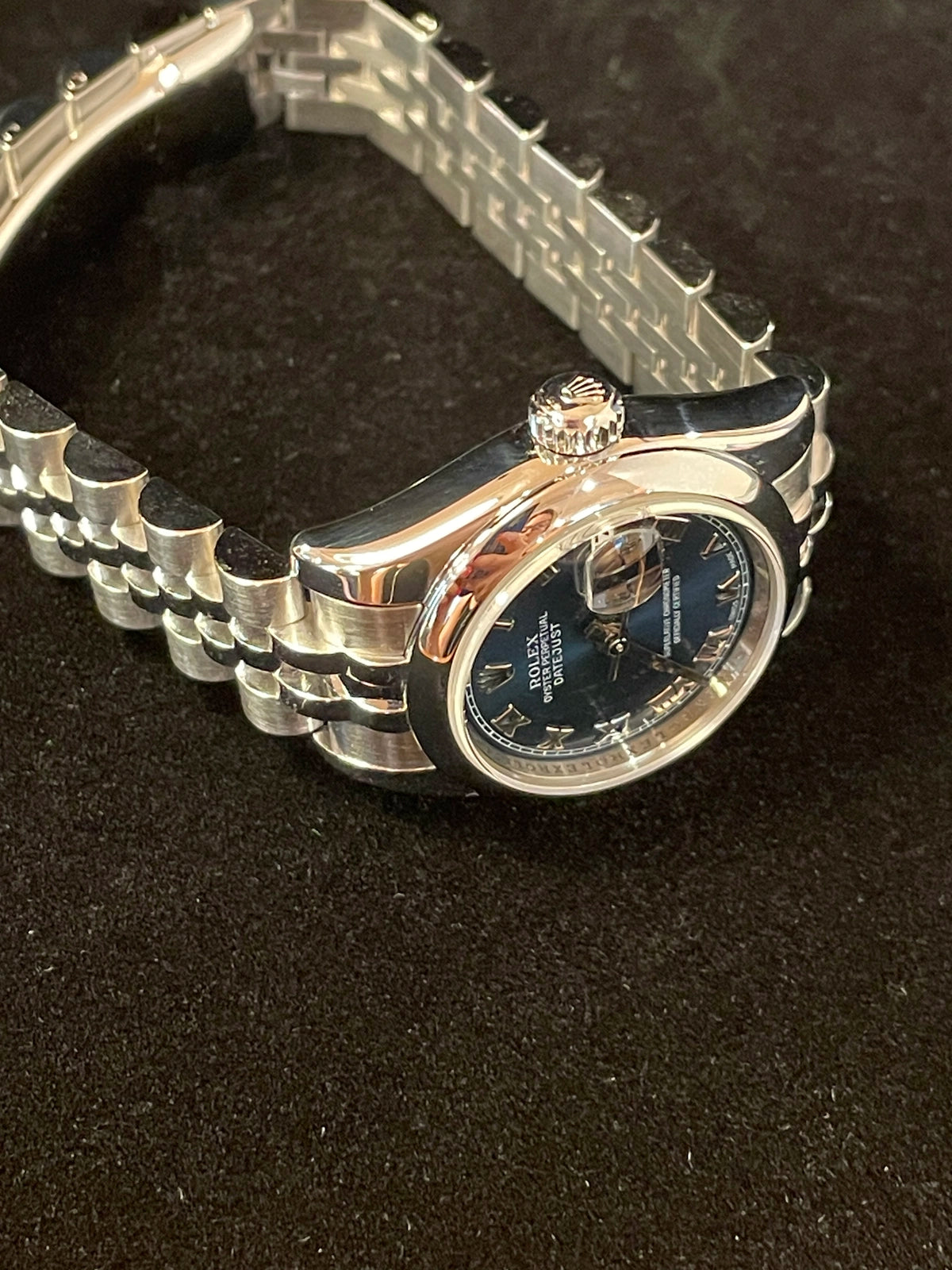 2007 Rolex Ladies Datejust 179160 Blue Roman Dial SS Jubilee No Papers 26mm