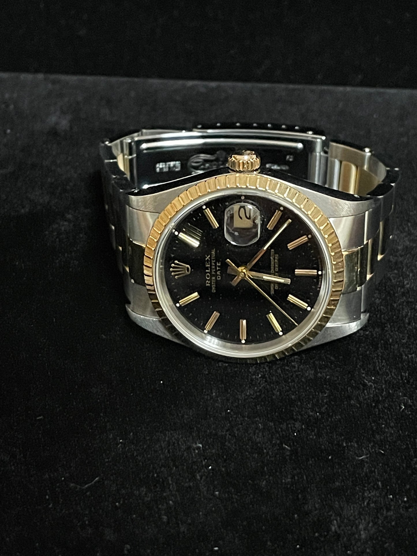 1990 Rolex Date 15223 Black Dial TT 18kt Oyster No Papers 34mm