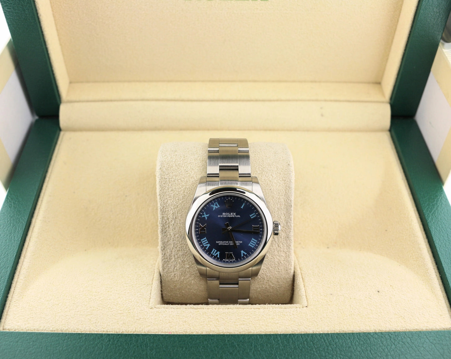 2019 Rolex Oyster Perpetual Midsize 177200 Blue Roman Dial SS Oyster 31mm