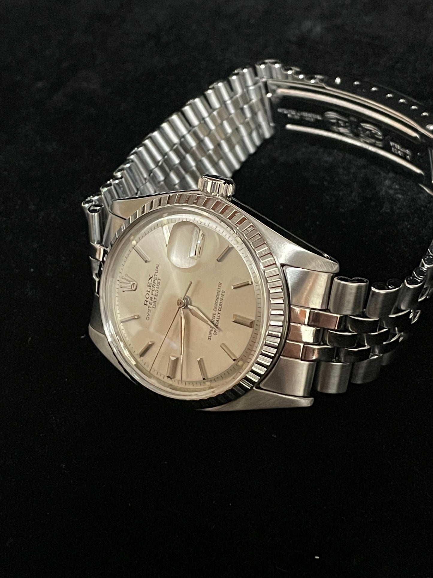 1965 Rolex Datejust 1603 Rare Sigma Silver Dial SS Folded Jubilee No Papers 36mm
