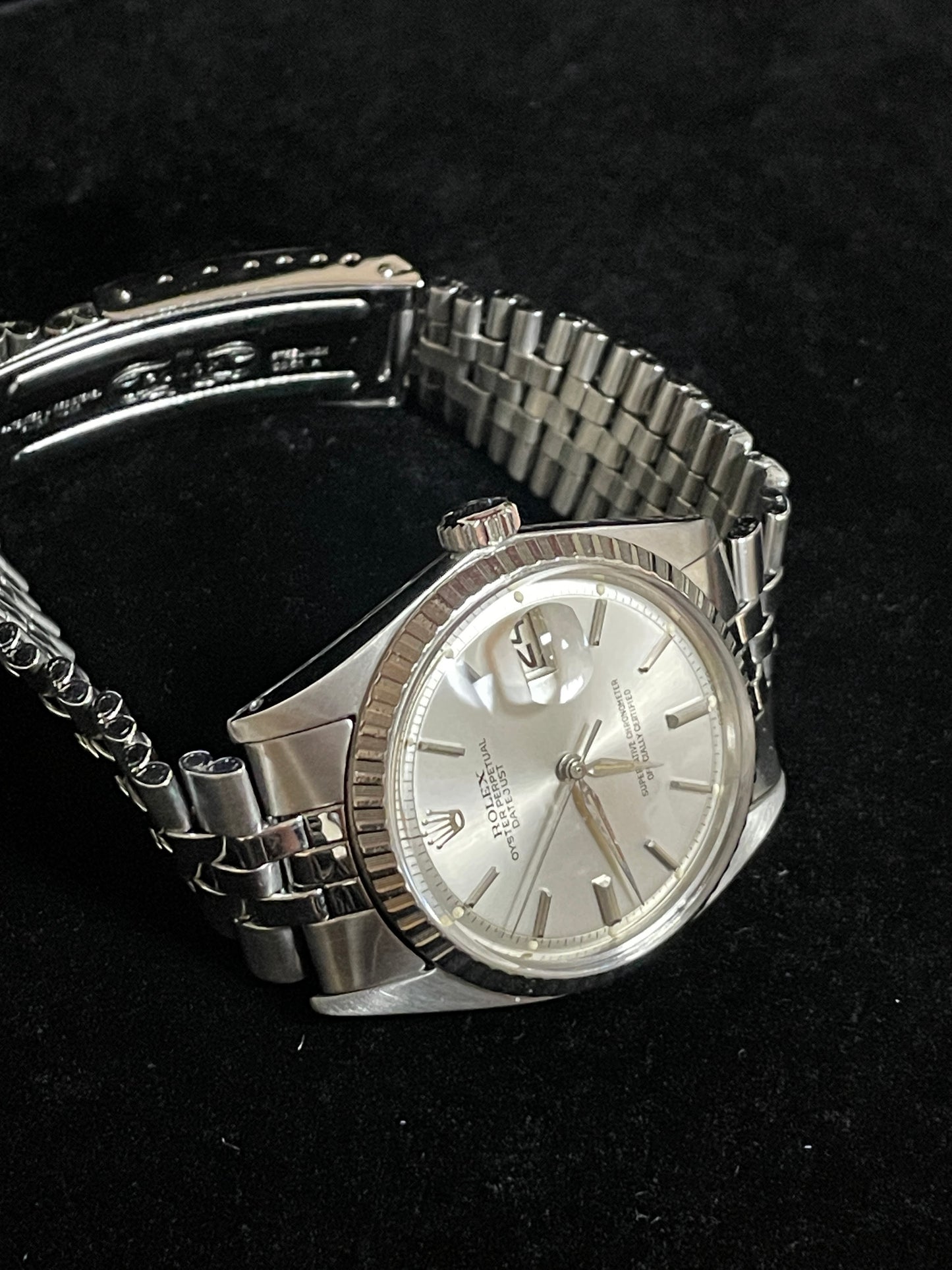 1965 Rolex Datejust 1603 Rare Sigma Silver Dial SS Folded Jubilee No Papers 36mm