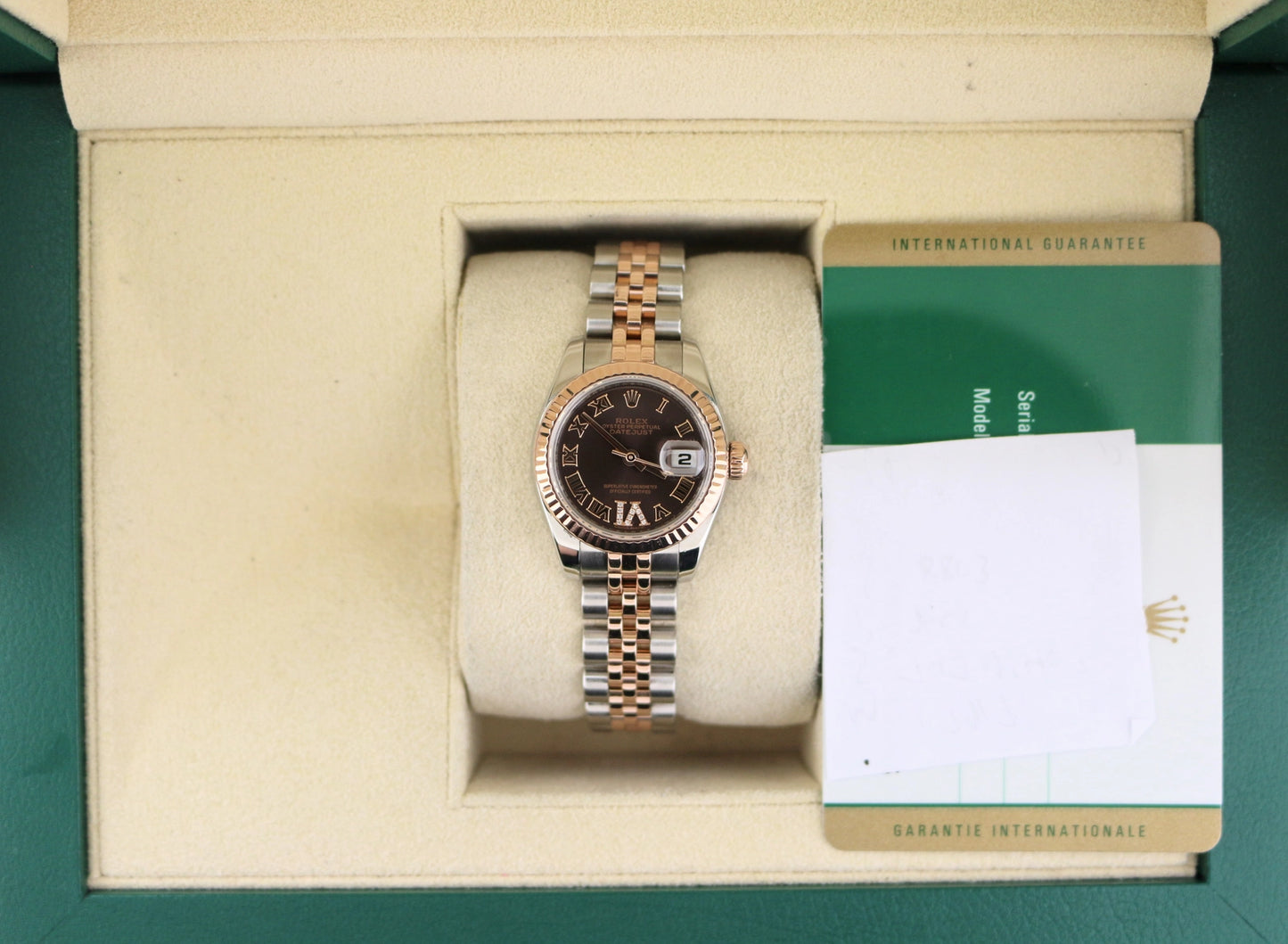2018 Rolex Datejust 179171 Chocolate Diamond VI Dial TT Jubilee With Papers 26mm