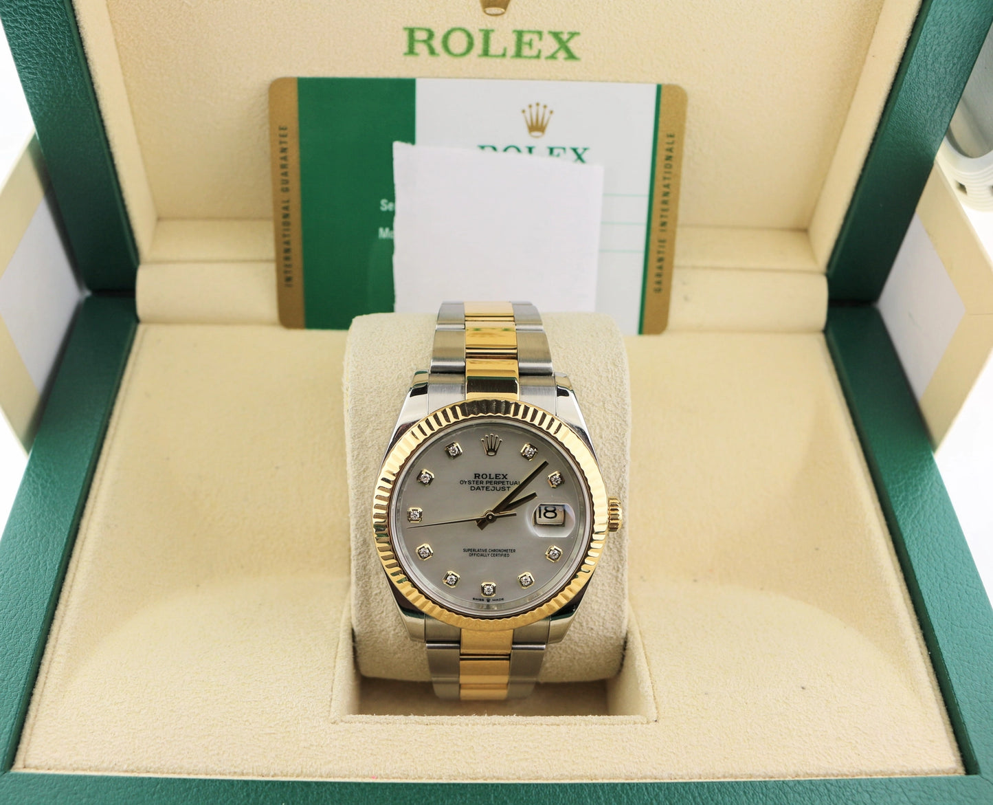 2019 Rolex Datejust 126333 White MOP Diamond Dial TT Oyster With Papers 41mm